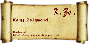 Kapy Zsigmond névjegykártya